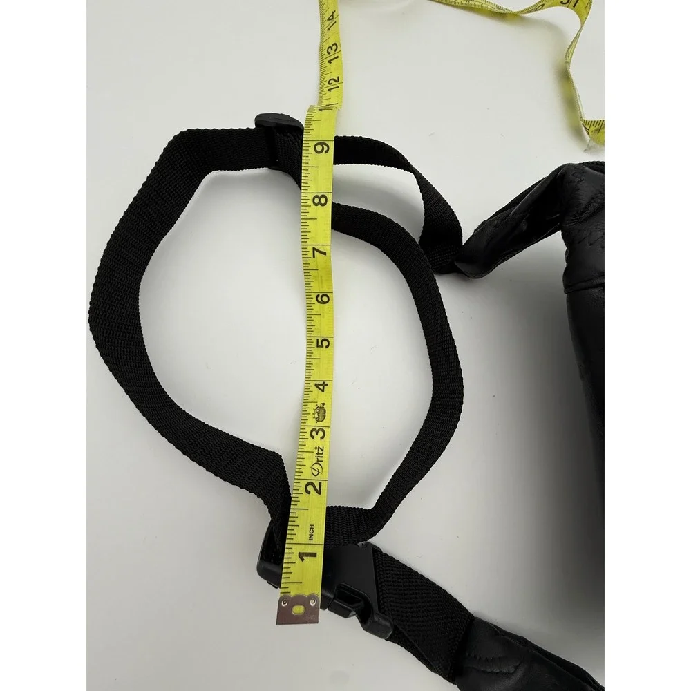 1990s Maxam Genuine Lambskin Leather Fanny Pack Black Multi Pocket Waist Bag NWT - Picture 13 of 14